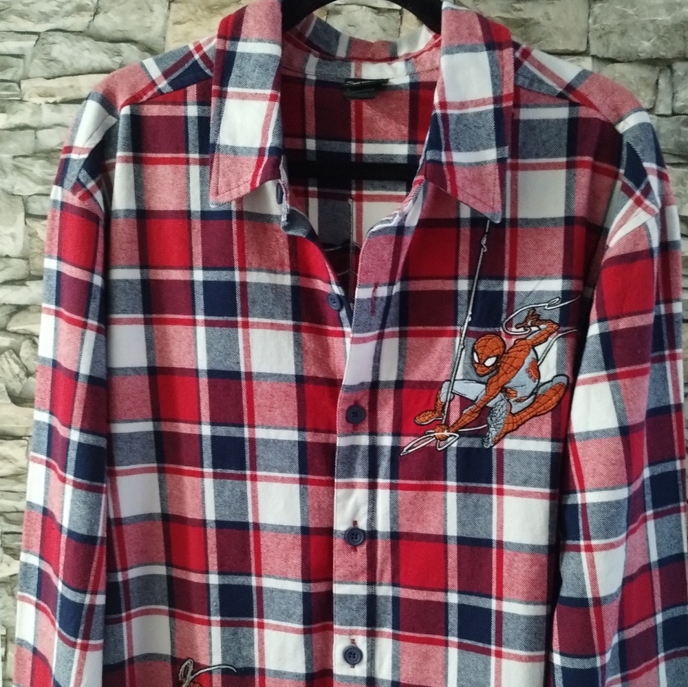 Spiderman flannel mens medium